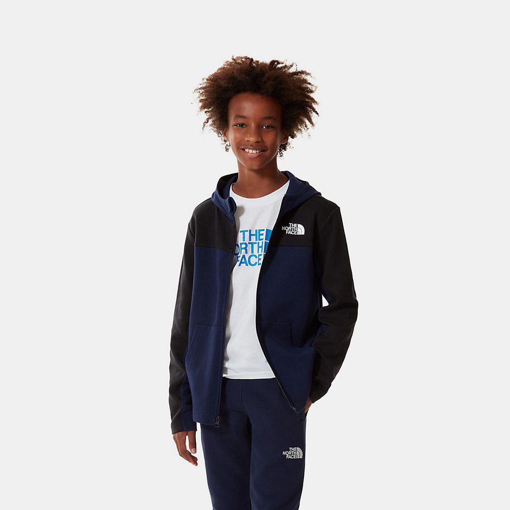 The North Face Slacker Zip-Up Αγόρια Φούτερ Hoodie - Σκουρο Μπλε / Μαυρα (ISOD76125)